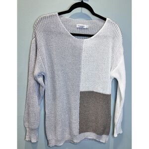 Luisa Ricci Women's Beige & Gray Colorblock Knit‎ Long Sleeve Sweater Size Small